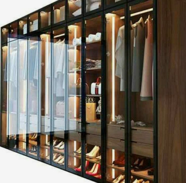 Modular Built-In Wardrobe with Glass Sliding Doors